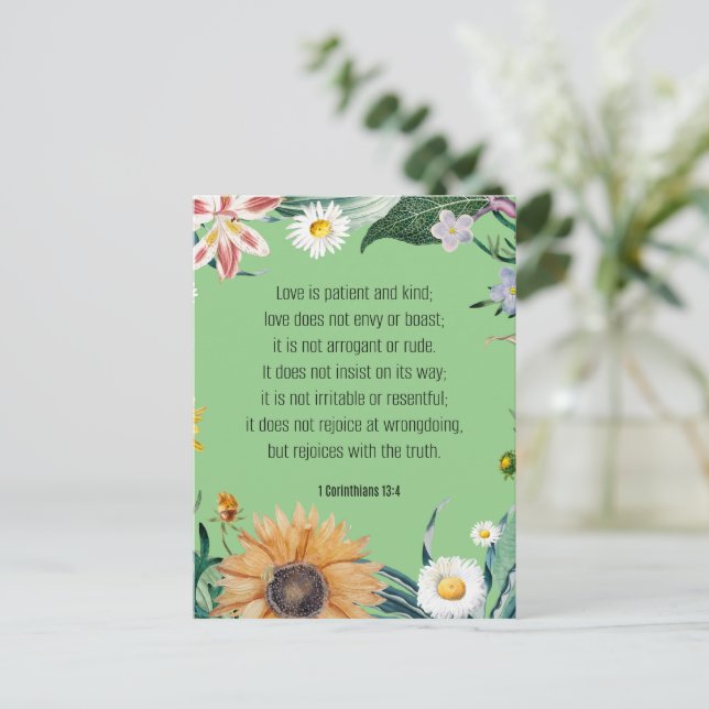 Love, 1 Corinthians 13:4, Postcard (Standing Front)