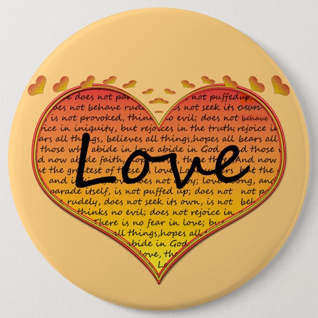 Love 1 Corinthians 13 Hearts 6 Cm Round Badge (Front)