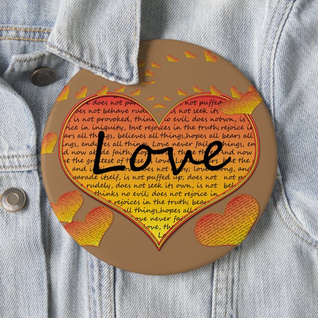 Love 1 Corinthians 13 Hearts 6 Cm Round Badge (In Situ)