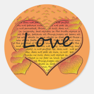 Love 1 Corinthians 13 Hearts Classic Round Sticker
