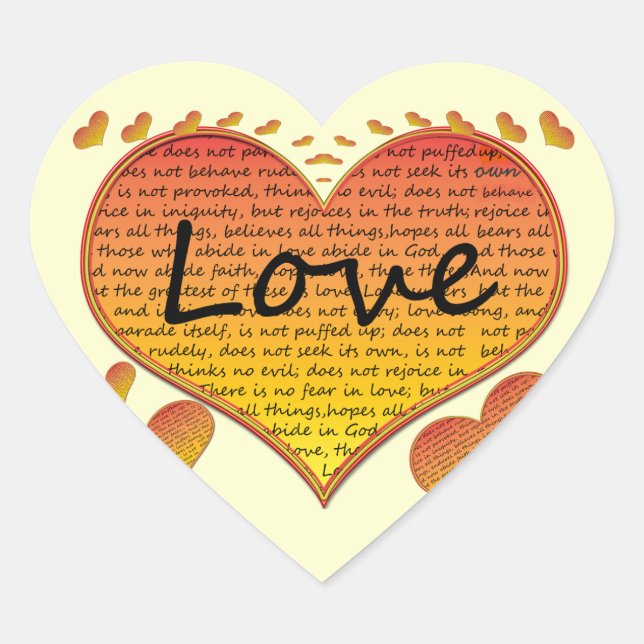 Love 1 Corinthians 13 Hearts Heart Sticker (Front)