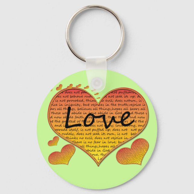 Love 1 Corinthians 13 Hearts Key Ring (Front)