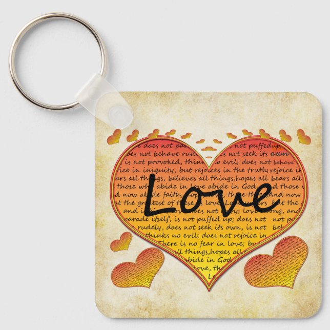 Love 1 Corinthians 13 Hearts Key Ring (Front)