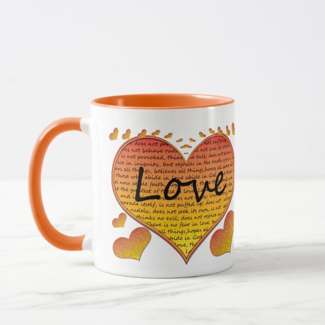 Love 1 Corinthians 13 Hearts Mug (Left)