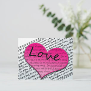 Love 1 Corinthians 13 Hearts Pink Postcard