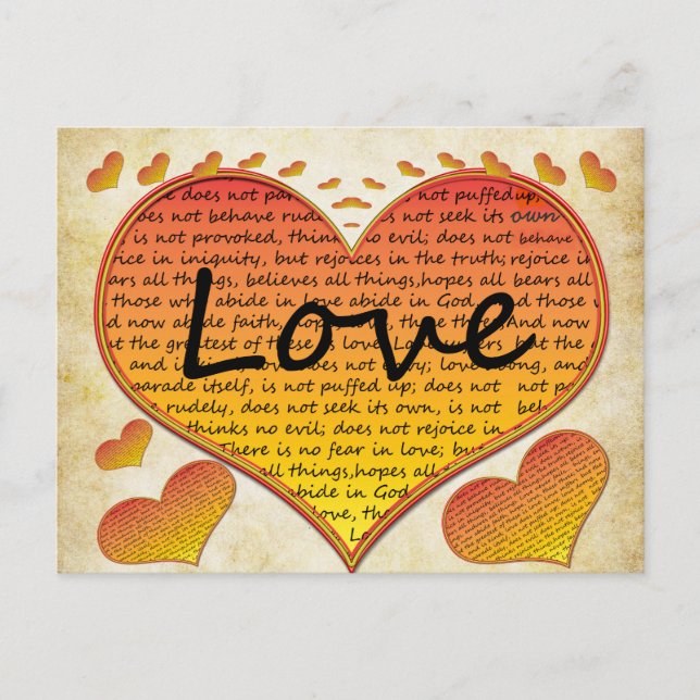Love 1 Corinthians 13 Hearts Postcard (Front)