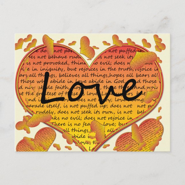 Love 1 Corinthians 13 Hearts Postcard (Front)