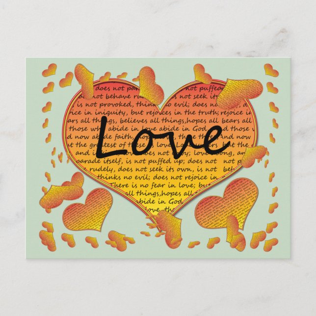 Love 1 Corinthians 13 Hearts Postcard (Front)