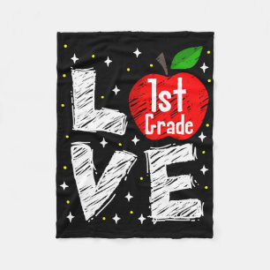 Love 1st Grade Apple Fun Ck To School Teacher Gift Fleece Blanket