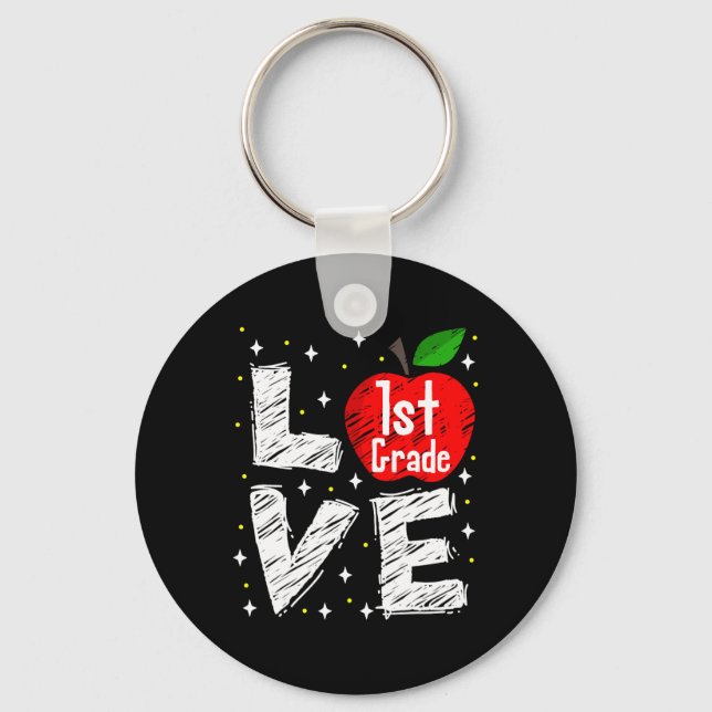 Love 1st Grade Apple Fun Ck To School Teacher Gift Key Ring (Front)