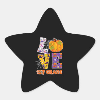 Love 1st Grade Teacher School Halloween Gift Star Sticker