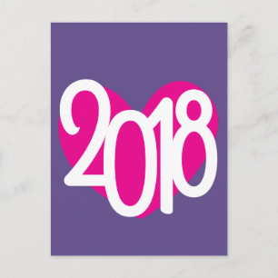 Love 2018 pink heart postcard