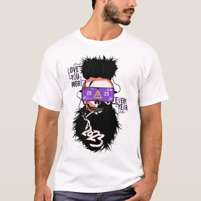 love 2023 Death head punk hipster skull glasses T-Shirt (Front)
