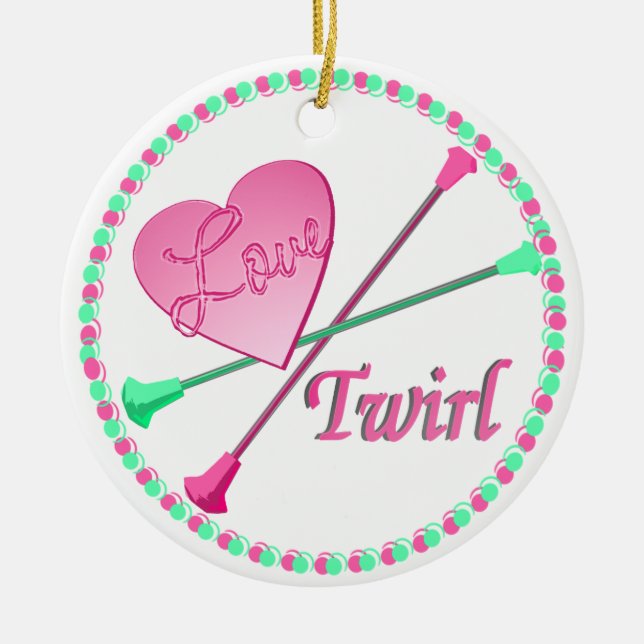 Love 2 Twirl Photo Ceramic Tree Decoration (Front)