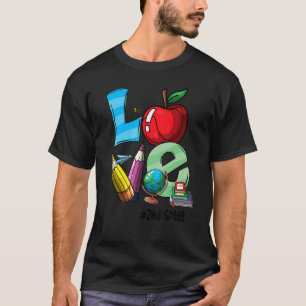 Love 2nd Grade Apple  Back To School Teacher Stude T-Shirt
