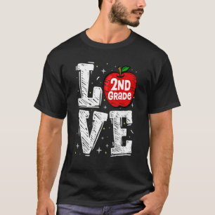 Love 2nd Grade Cute Apple  Back To School Teacher T-Shirt