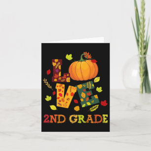 Love 2nd Grade Happy Fall Y'all Autumn Teacher Stu Card