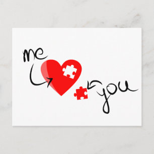 love-349631 RED PUZZLE HEART ME YOU MISSING YOU S Postcard