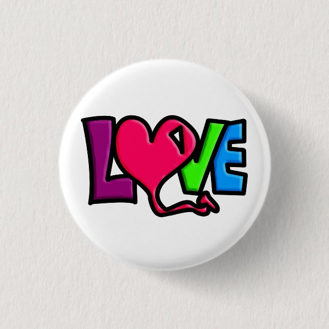 Love  3 cm round badge (Front)