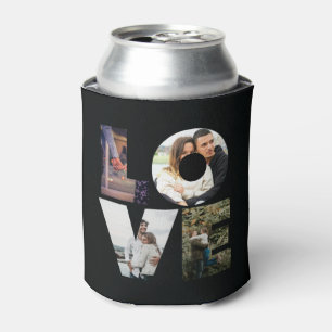LOVE - 4 Couples/Family Photo Collage - Black Can Cooler