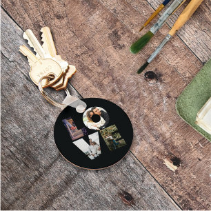 LOVE - 4 Couples/Family Photo Collage - Black Key Ring