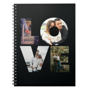LOVE - 4 Couples/Family Photo Collage - Black Notebook
