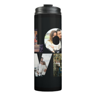 LOVE - 4 Couples/Family Photo Collage - Black Thermal Tumbler