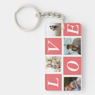 Love 4 Photo Collage Keychain – Custom Heart-Shape
