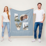 Love 4 photo dusty blue modern personalised gift fleece blanket<br><div class="desc">Love 4 photo simple modern personalised anniversary,  wedding,  birthday or Christmas gift for the one you love. Modern elegant stylish dusty blue photo collage design.</div>