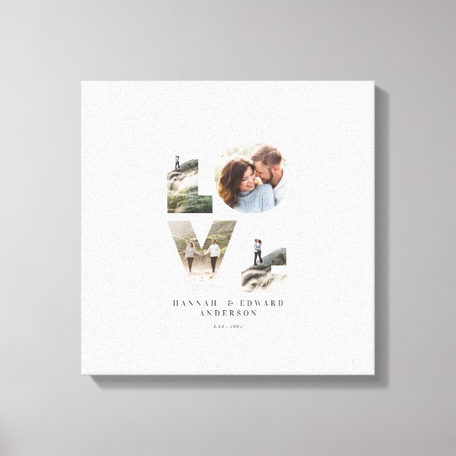 Love 4 photo modern minimal personalised gift canvas print (Front)