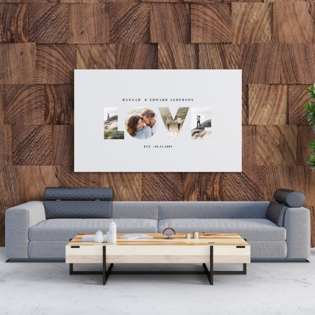 Love 4 photo modern minimal personalised gift canvas print (Creator Uploaded)