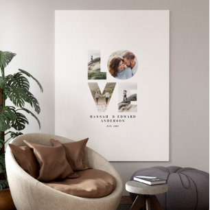 Love 4 photo modern minimal personalised gift canvas print