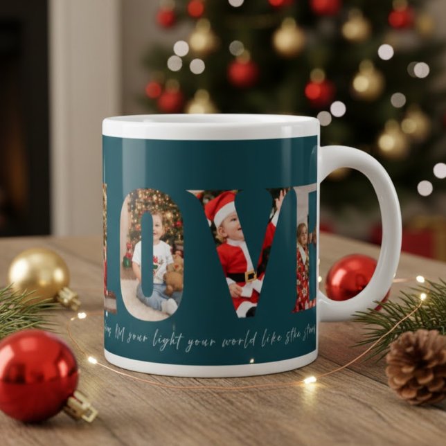 Love 4 photo modern minimal personalised gift coff large coffee mug (Creator Uploaded)