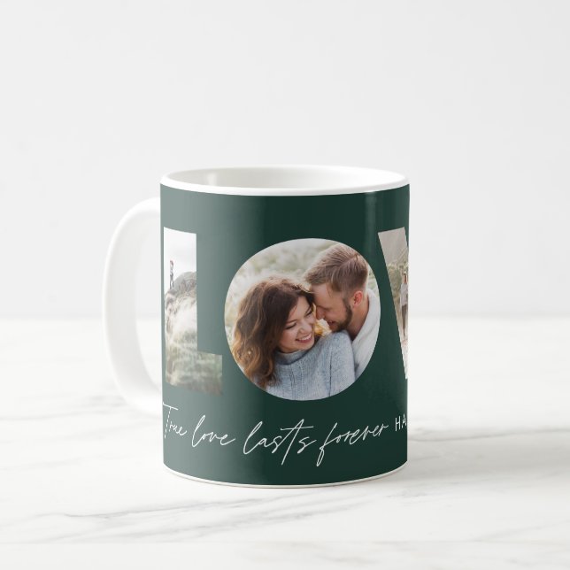 Love 4 photo modern minimal personalised gift coffee mug (Front Left)