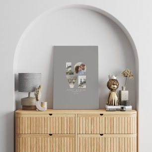 Love 4 photo modern minimal personalised gift grey canvas print