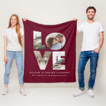 Love 4 photo simple modern personalised burgundy fleece blanket<br><div class="desc">Love 4 photo simple modern personalised anniversary,  wedding,  birthday or Christmas gift for the one you love. Modern elegant stylish grey photo collage design.Burgundy design.</div>