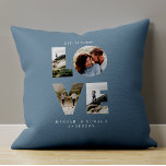 Love 4 photo simple modern personalised gift blue cushion<br><div class="desc">Love 4 photo simple modern personalised anniversary,  wedding,  birthday or Christmas gift modern elegant black white wedding binder gift for the one you love. Modern pink girly design. Dusty blue design.</div>