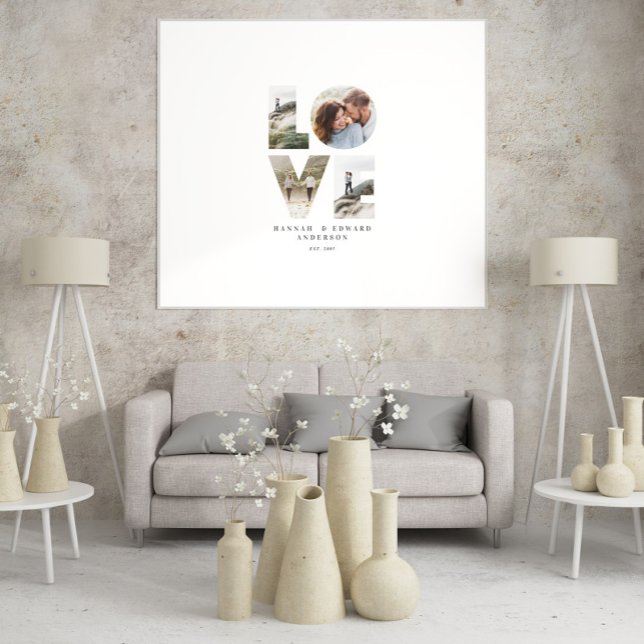 Love 4 photo simple modern personalised gift canva canvas print (Creator Uploaded)