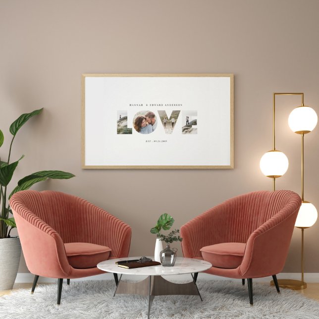 Love 4 photo simple modern personalised gift canvas print (Creator Uploaded)