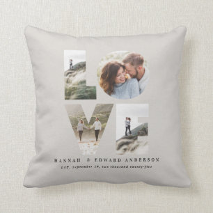 Love 4 photo simple modern personalised gift cushion