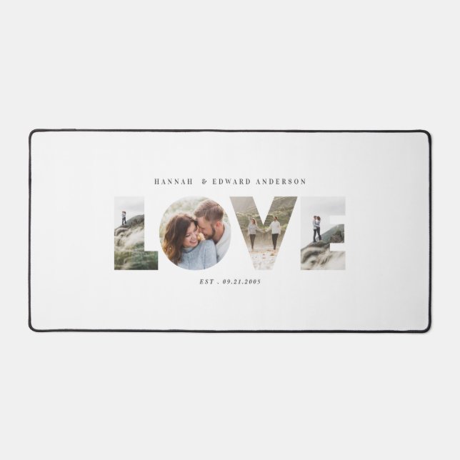 Love 4 photo simple modern personalised gift desk mat (Front)