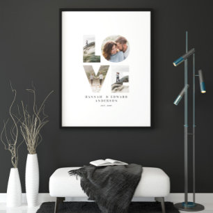 Love 4 photo simple modern personalised gift faux canvas print