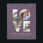 Love 4 photo simple modern personalised gift fleec fleece blanket<br><div class="desc">Love 4 photo simple modern personalised anniversary,  wedding,  birthday or Christmas gift for the one you love. Modern elegant stylish grey photo collage design. Purple design.</div>