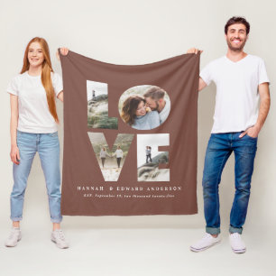 Love 4 photo simple modern personalised gift fleece blanket
