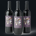 Love 4 photo simple modern personalised gift plum wine label<br><div class="desc">Love 4 photo simple modern personalised anniversary,  wedding,  birthday or Christmas gift for the one you love. Modern plum purple design.</div>