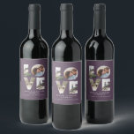 Love 4 photo simple modern personalised gift plum wine label<br><div class="desc">Love 4 photo simple modern personalised anniversary,  wedding,  birthday or Christmas gift for the one you love. Modern plum purple design.</div>
