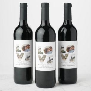 Love 4 photo simple modern personalised gift wine  label
