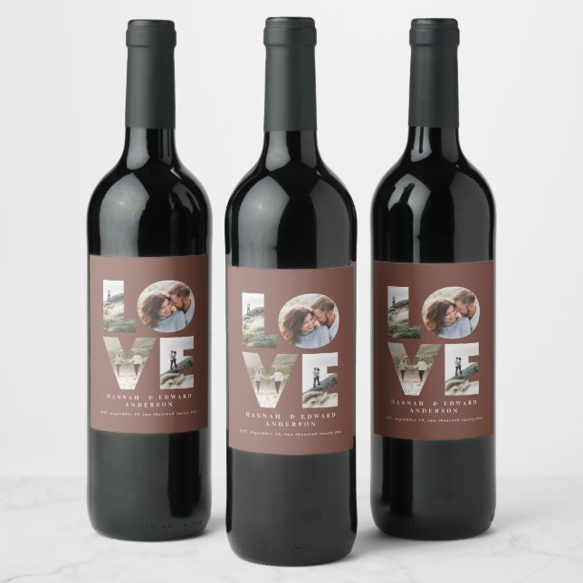 Love 4 photo simple modern personalised gift wine  wine label (Bottles)
