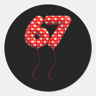 Love 67 Heart Balloons Number 67 Valentines Day Te Classic Round Sticker
