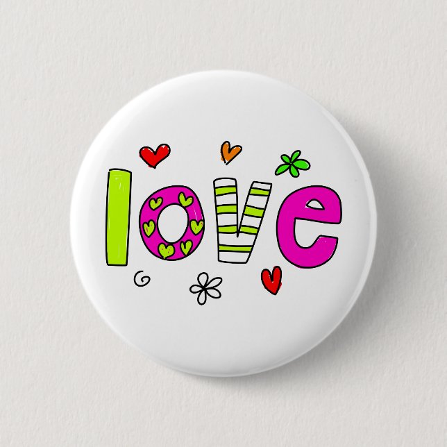 Love 6 Cm Round Badge (Front)